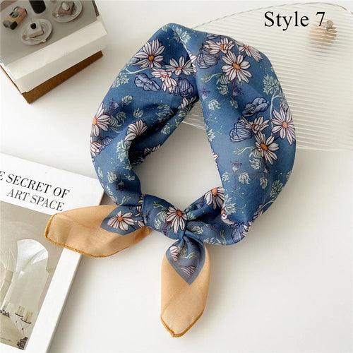 Floral Cotton Linen Square Scarf – 55×55 cm