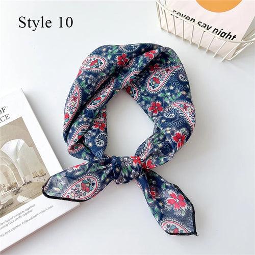 Floral Cotton Linen Square Scarf – 55×55 cm