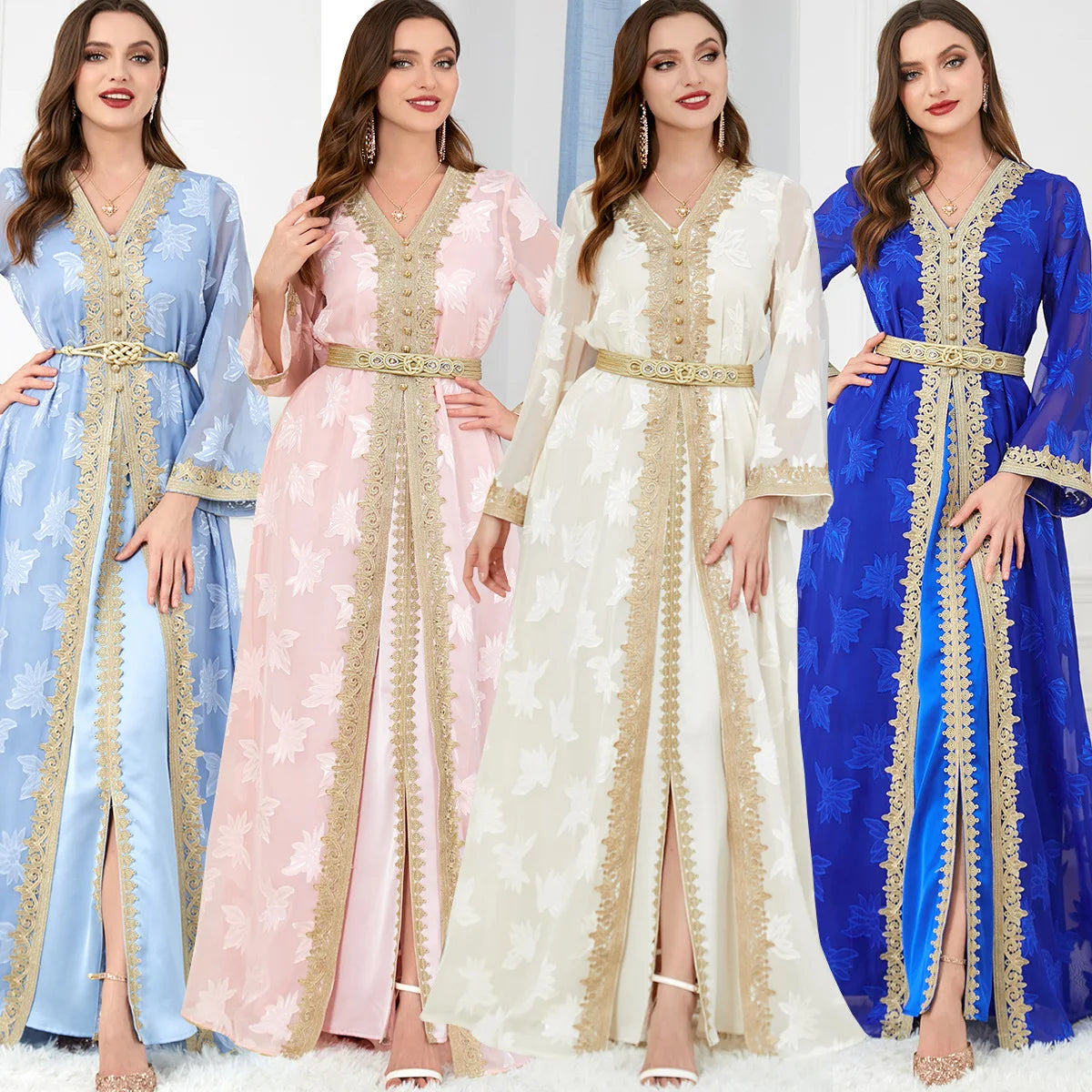 HIA Gilded Floral Abaya & Dress Set — Four color options