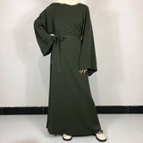 Army green Classic Nida Belted Abaya