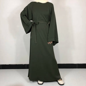 Army green Classic Nida Belted Abaya