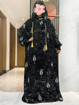 Two-Hat Floral Cotton Abaya – Ramadan Kaftan Dress