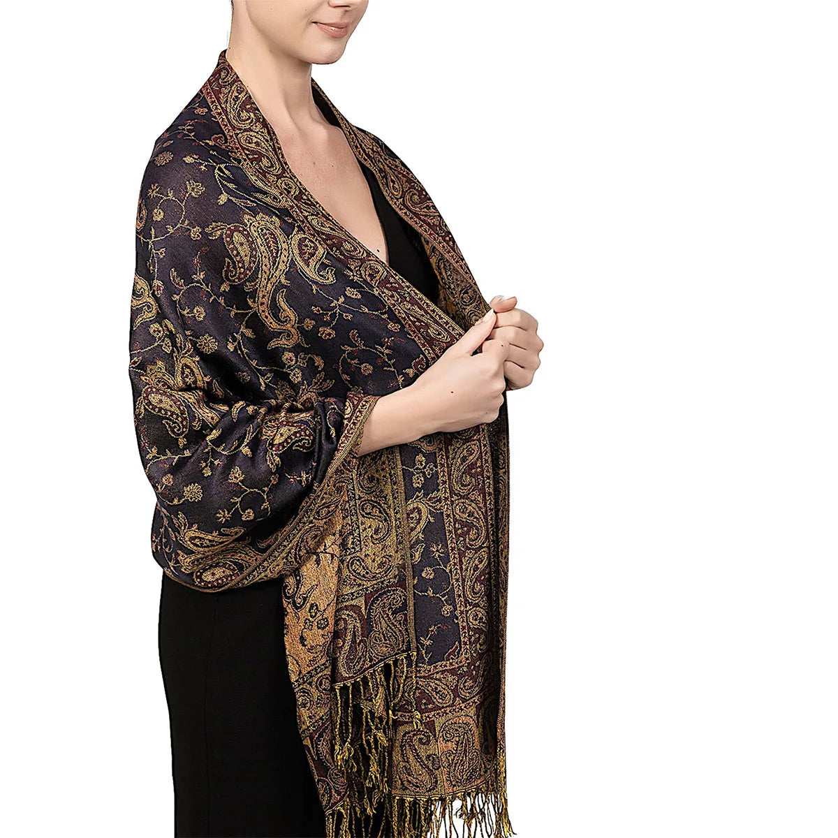 Paisley Border Fringe Shawl — product image 14 | HIA