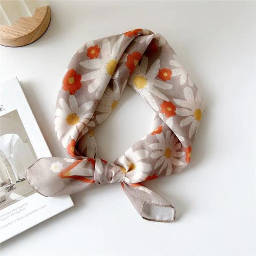 Floral Cotton Linen Square Scarf – 55×55 cm