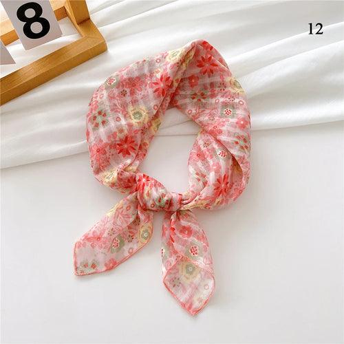 Floral Cotton Linen Square Scarf – 55×55 cm