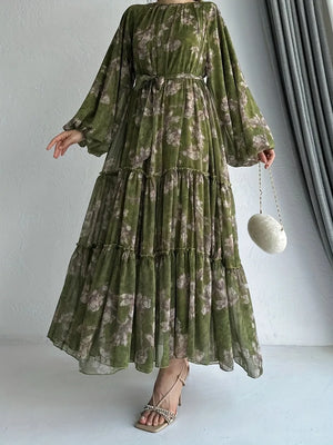 HIA Botanical Tiered Maxi Dress — floral dress styling and detail 5