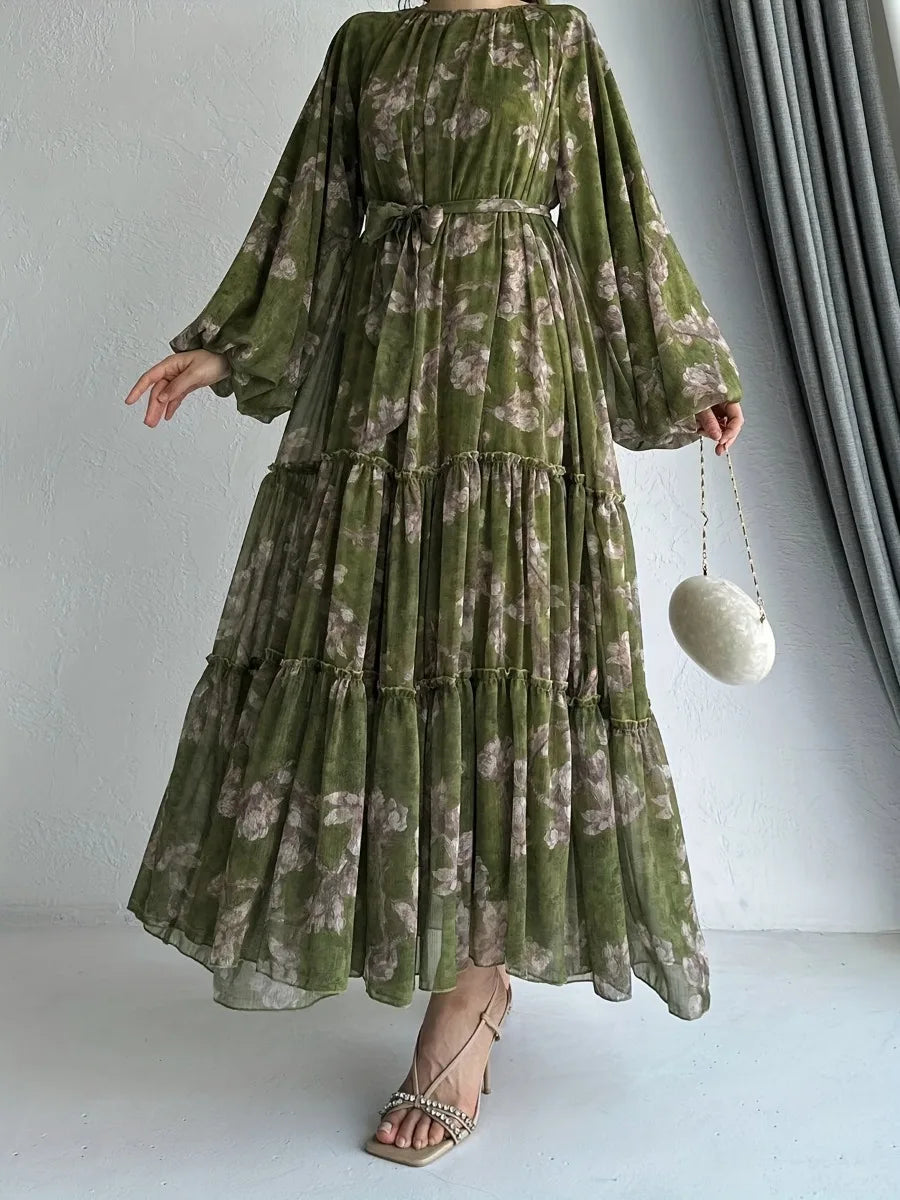 HIA Botanical Tiered Maxi Dress — floral dress styling and detail 5