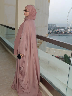 HIA dusty rose embellished batwing abaya – side view