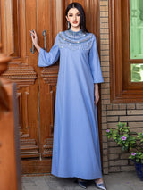 HIA Beaded-Yoke Occasion Maxi Dress — Back view