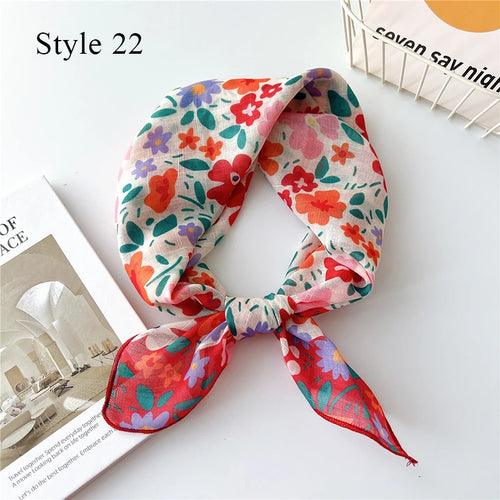 Floral Cotton Linen Square Scarf – 55×55 cm