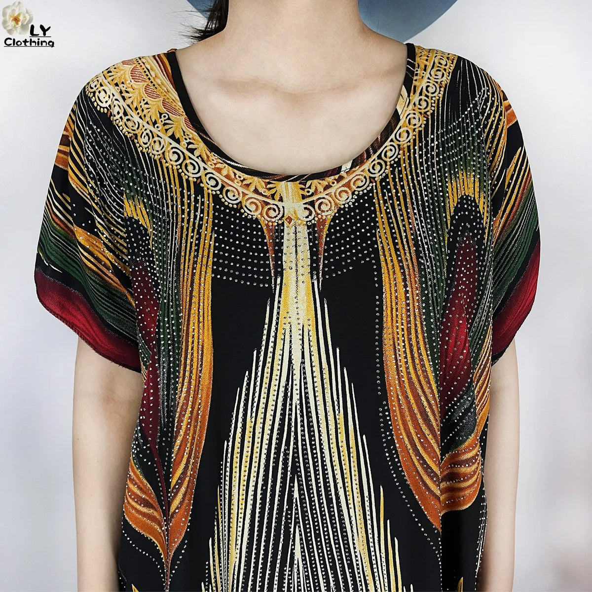 Multicolor Maxi Kaftan & Scarf Set | HIA