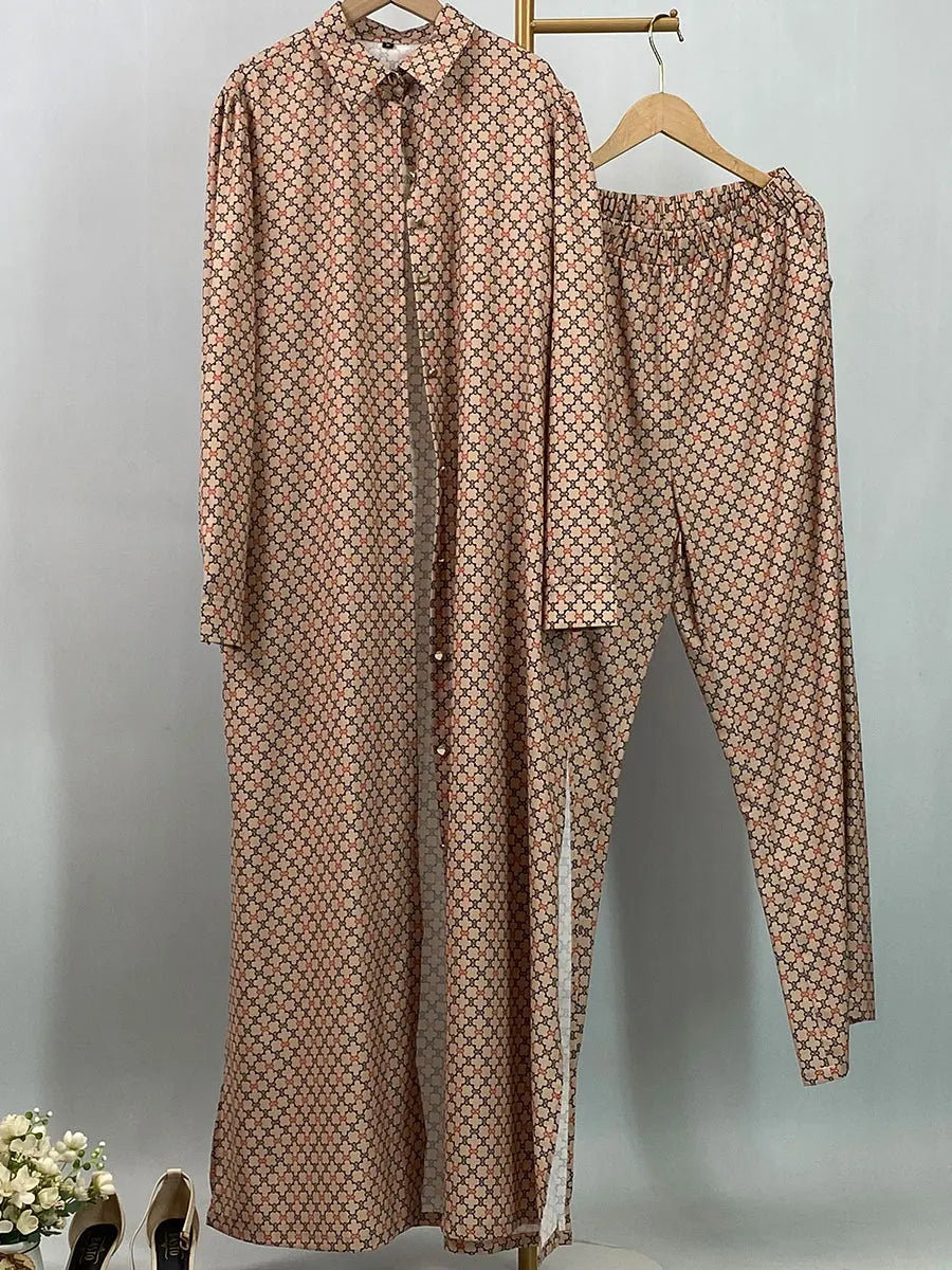Patterned longline shirt and coordinating trousers by HIA — view 15
