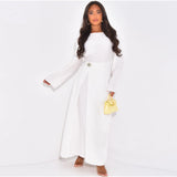 Draped-Waist A-Line Maxi Dress — White | HIA