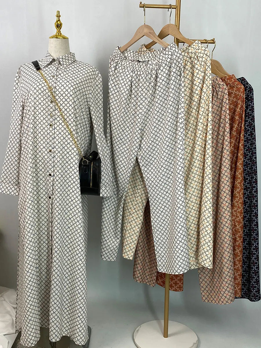 Patterned longline shirt and coordinating trousers by HIA — view 3