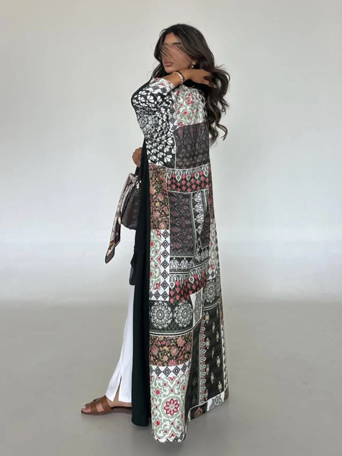 Patchwork-Print Open Abaya — product image 1 | HIA