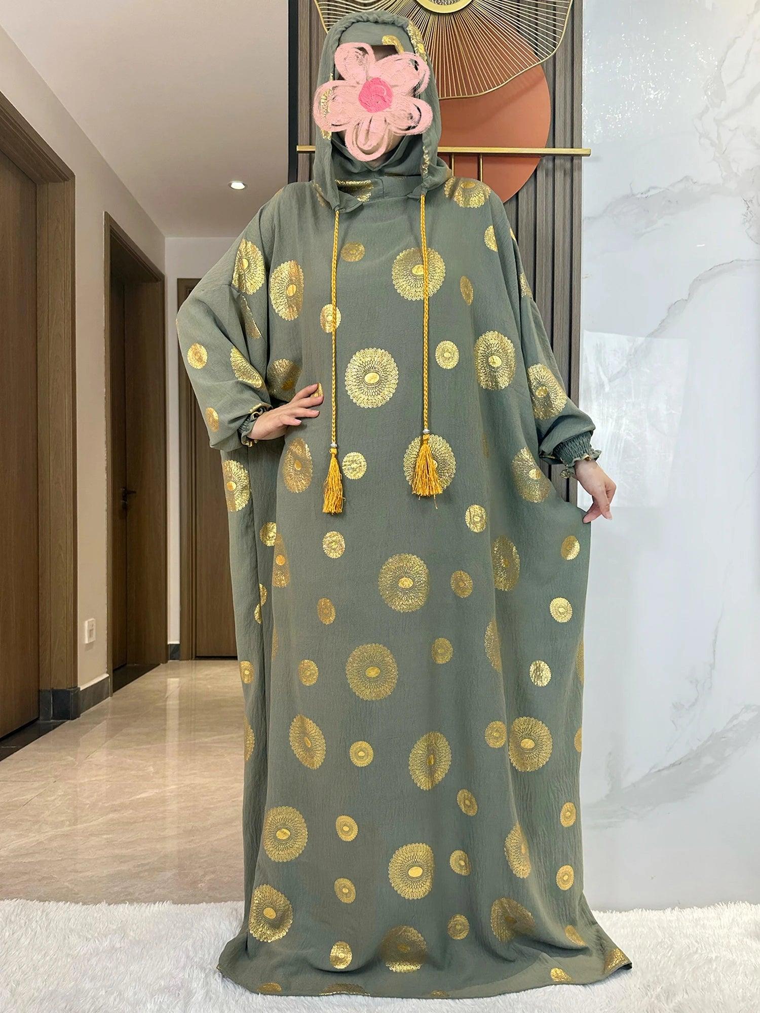 Gold Dust Two-Hat Cotton Abaya – Shimmering Prayer Kaftan