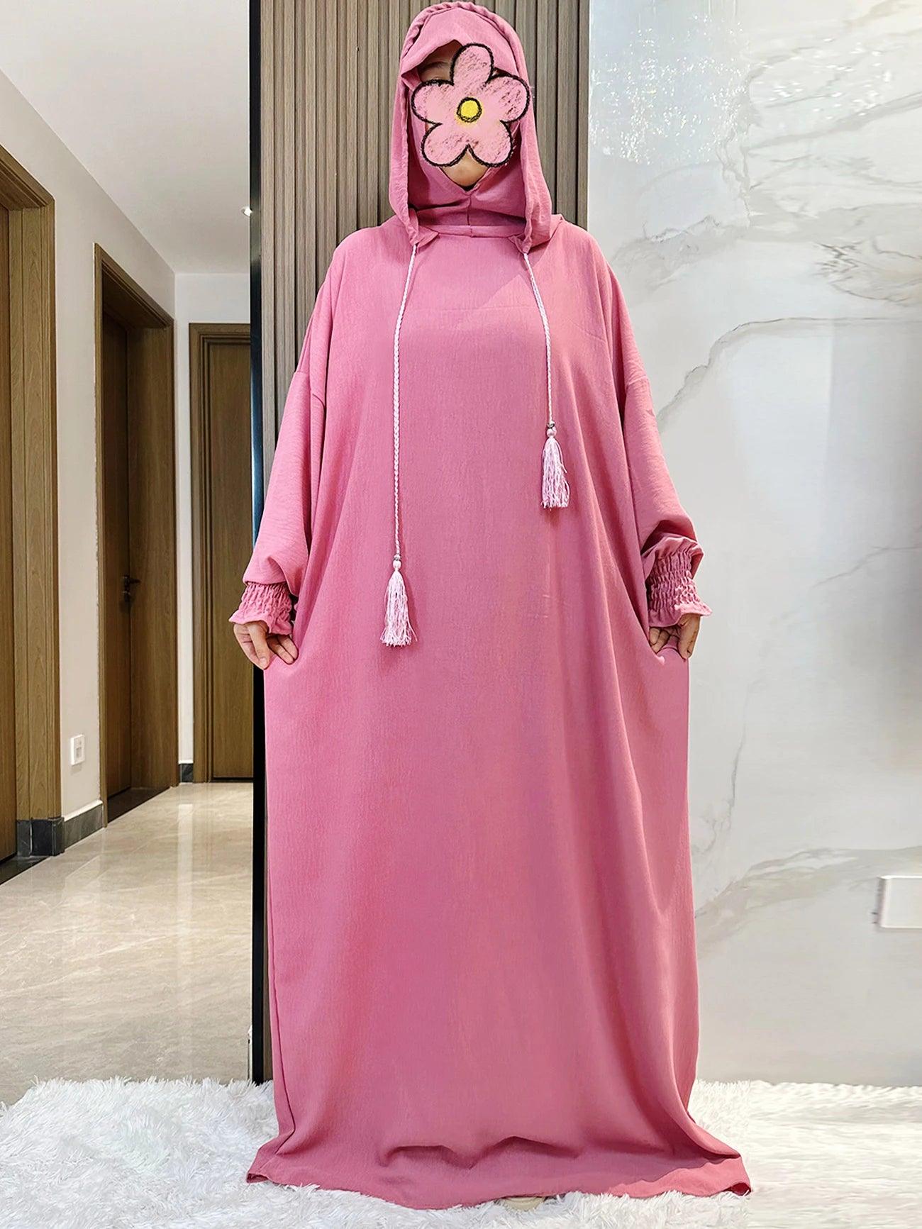 Two-Hat Khimar Cotton Abaya – Hooded Maxi Dress