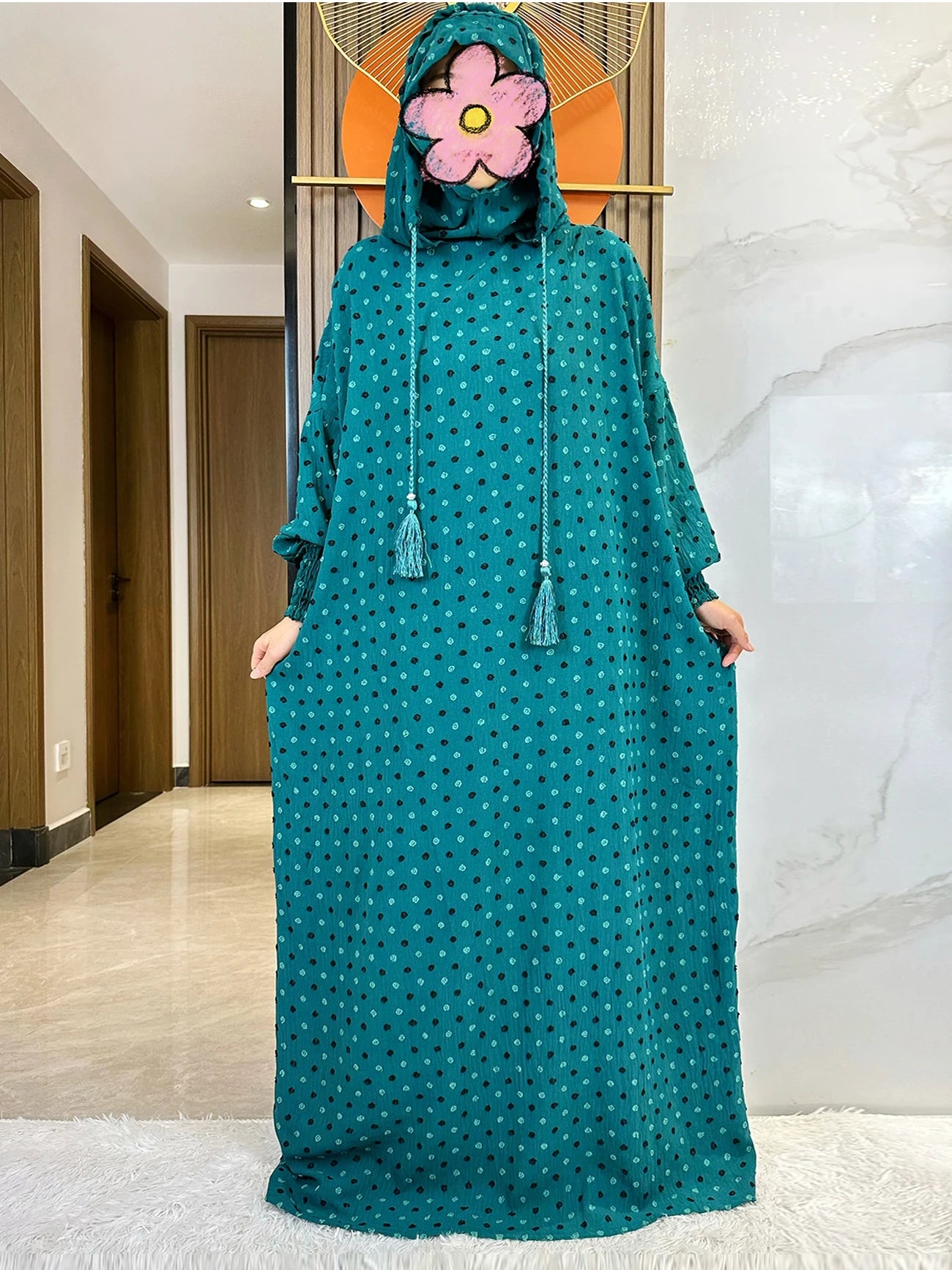 Twin-Color Cotton Abaya – Winter Ramadan Prayer Kaftan