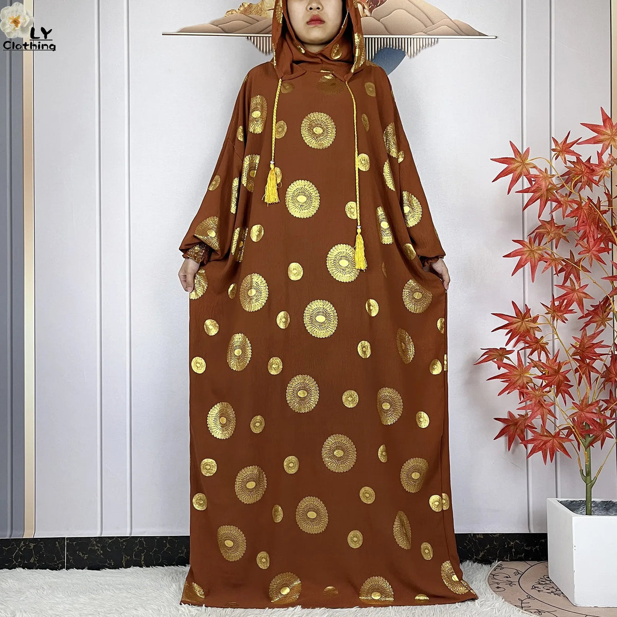 Printed Hooded Prayer Dress — Cinnamon | HIA