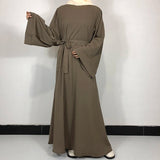 Taupe Classic Nida Belted Abaya with matching belt
