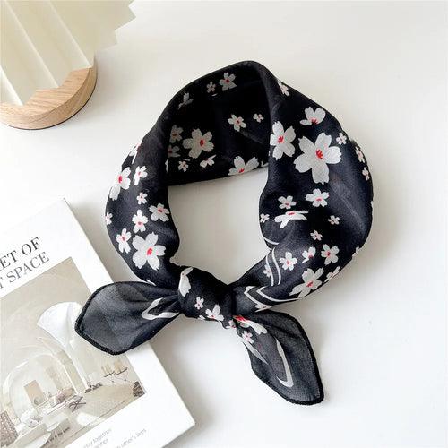 Floral Cotton Linen Square Scarf – 55×55 cm