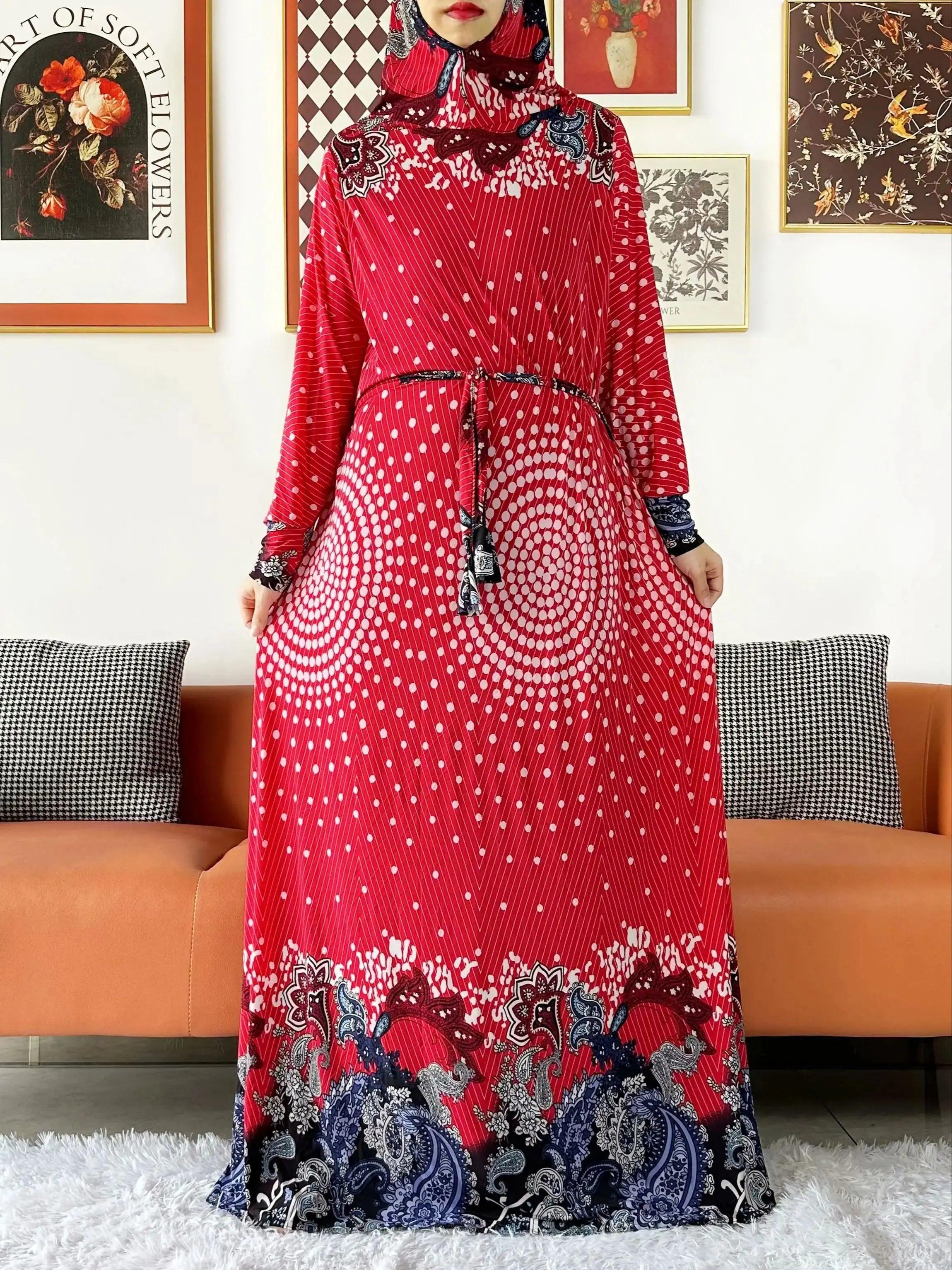 Floral Attached-Hijab Kaftan – Ramadan Prayer Dress