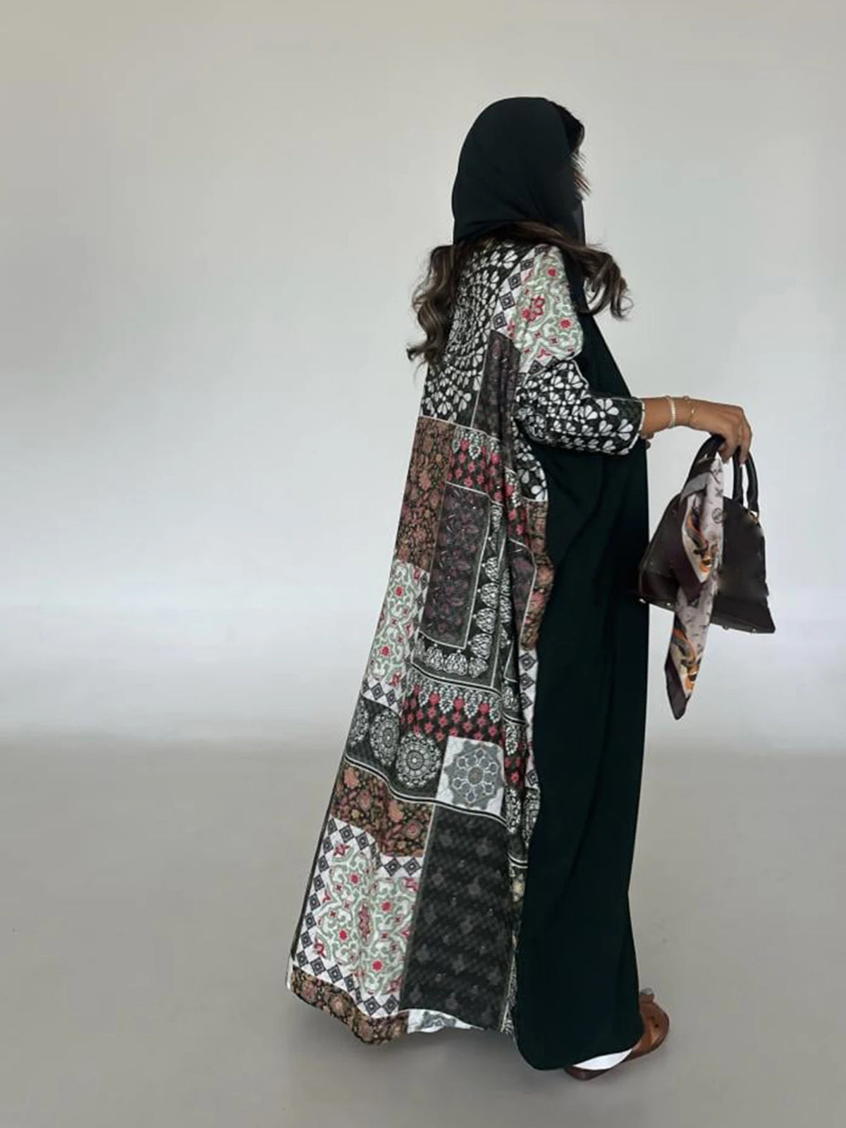 Patchwork-Print Open Abaya — product image 2 | HIA
