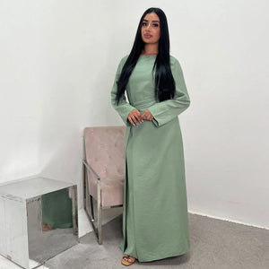 Draped-Waist A-Line Maxi Dress — Light green | HIA