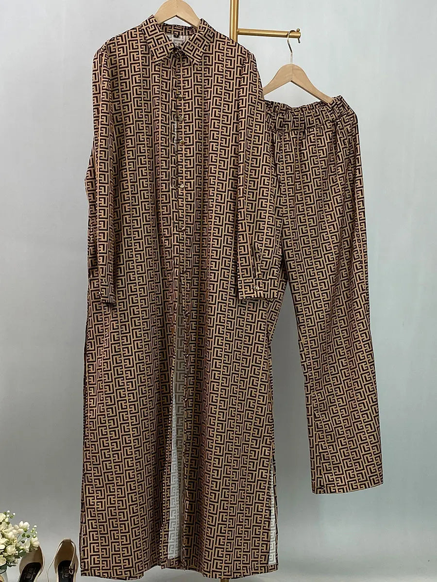 Patterned longline shirt and coordinating trousers by HIA — view 12