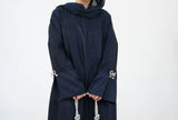 HIA Bow-Cuff Satin Abaya — Coffee full-length