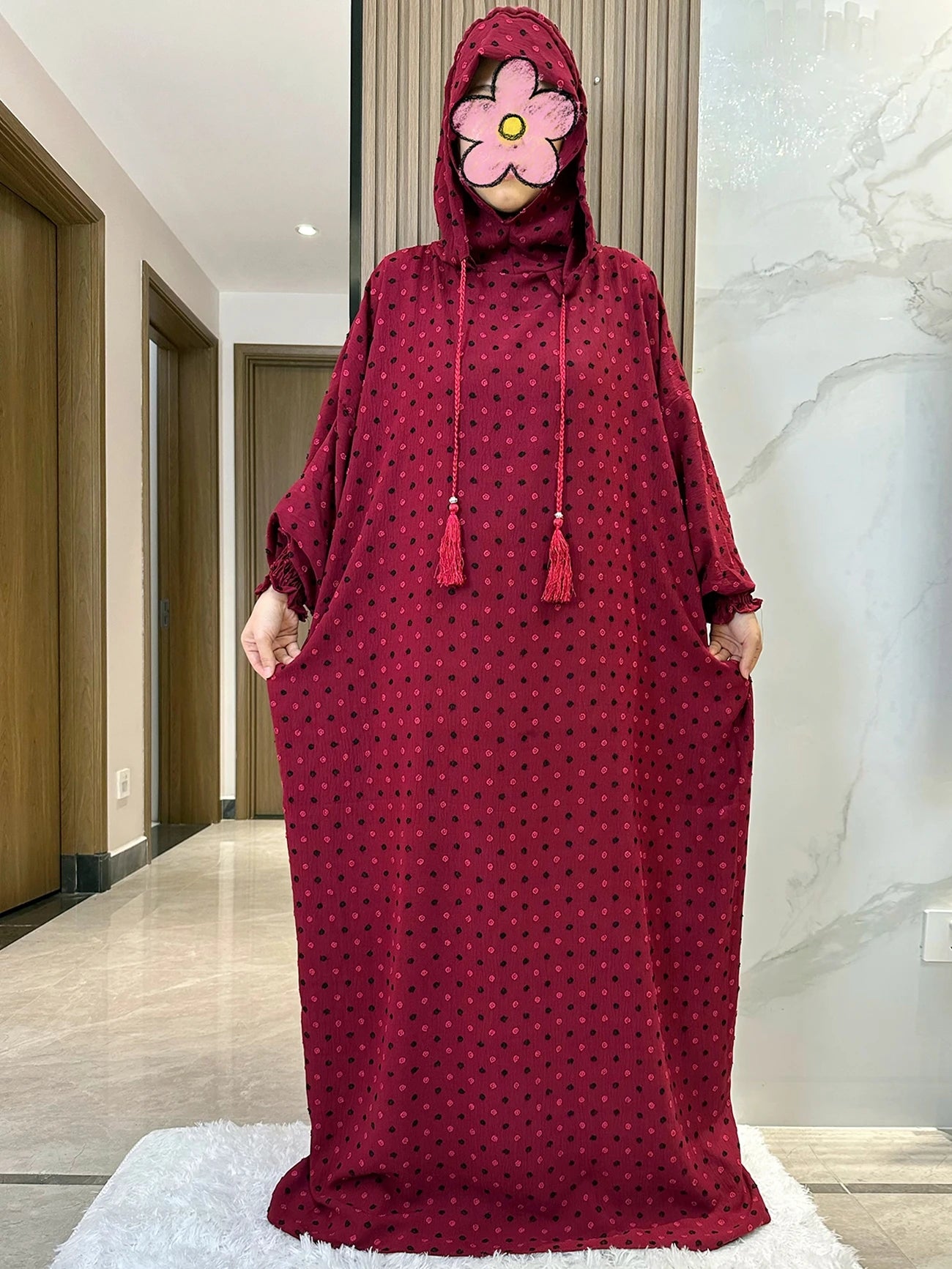 Two-Hat Cotton Abaya – Solid Ramadan Prayer Kaftan