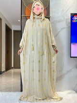 Gold Dust Two-Hat Cotton Abaya – Loose-Fit Prayer Kaftan