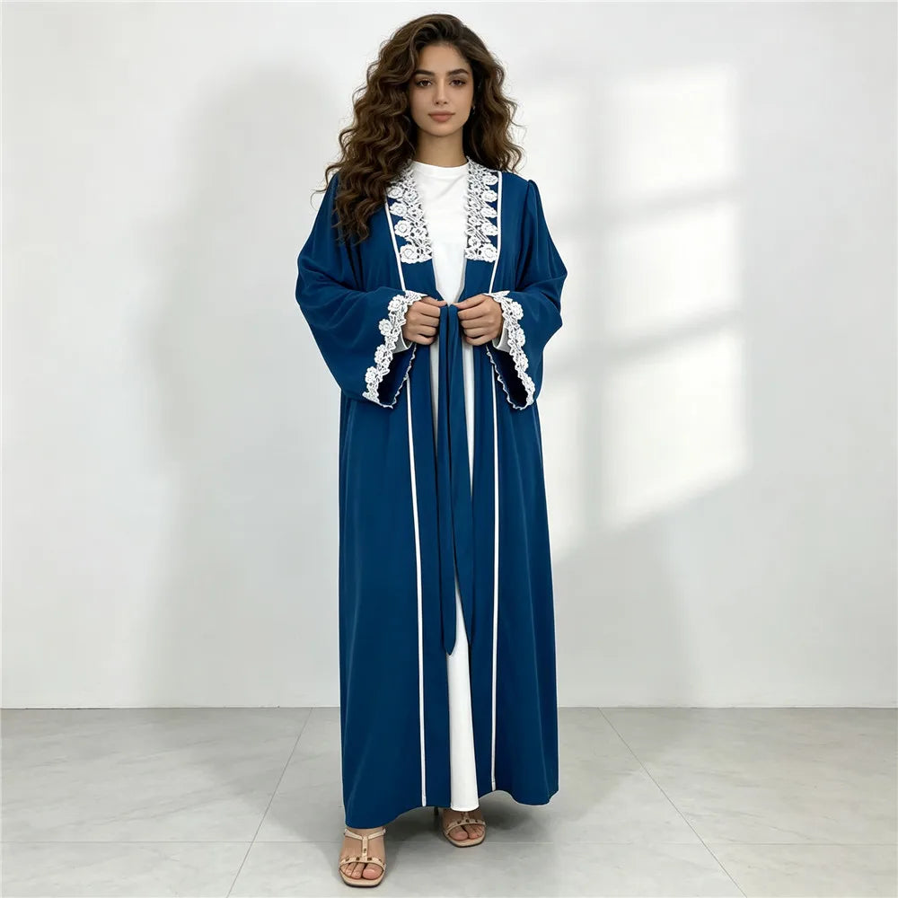 Lace-Trim Tie-Front Open Abaya — product image 10 | HIA