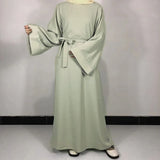 Mint green Classic Nida Belted Abaya