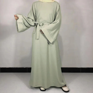 Mint green Classic Nida Belted Abaya