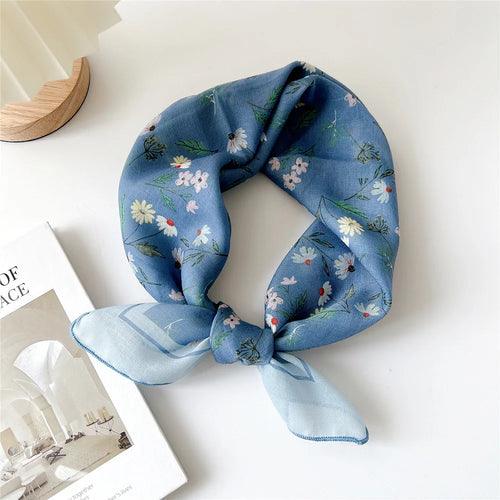 Floral Cotton Linen Square Scarf – 55×55 cm