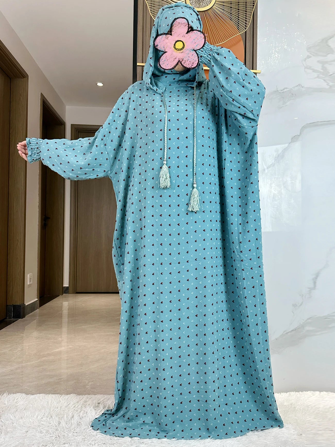 Twin-Color Cotton Abaya – Winter Ramadan Prayer Kaftan