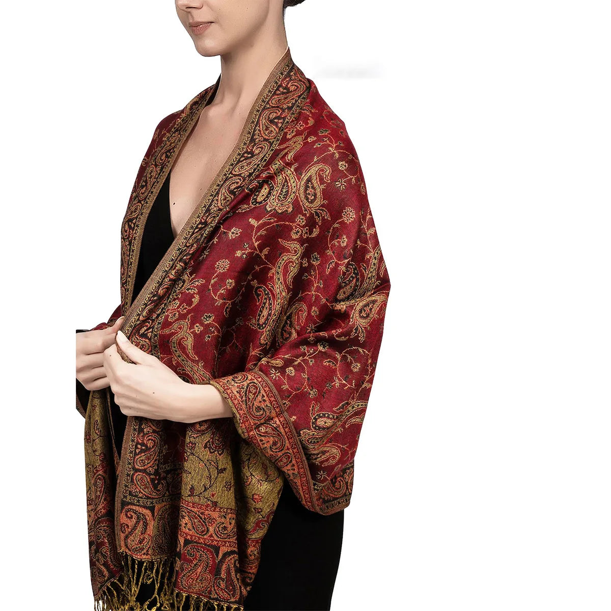 Paisley Border Fringe Shawl — product image 19 | HIA