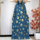 Printed Hooded Prayer Dress — Teal | HIA