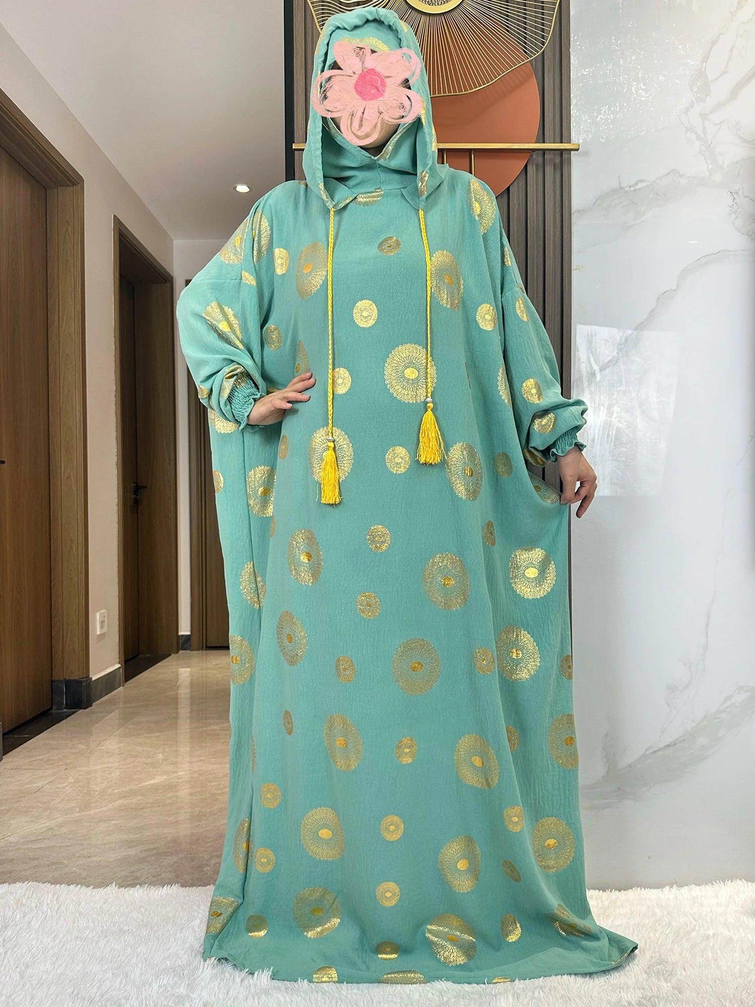 Gold Dust Two-Hat Cotton Abaya – Shimmering Prayer Kaftan