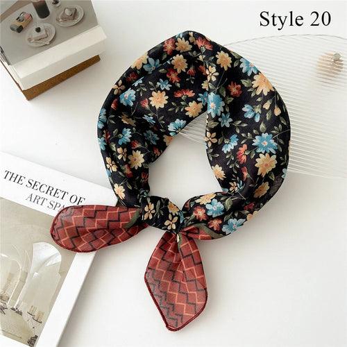 Floral Cotton Linen Square Scarf – 55×55 cm