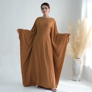 Camel flowing abaya front view
