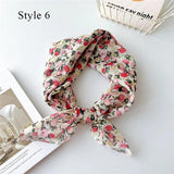 Floral Cotton Linen Square Scarf – 55×55 cm