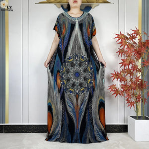 Multicolor Maxi Kaftan & Scarf Set | HIA