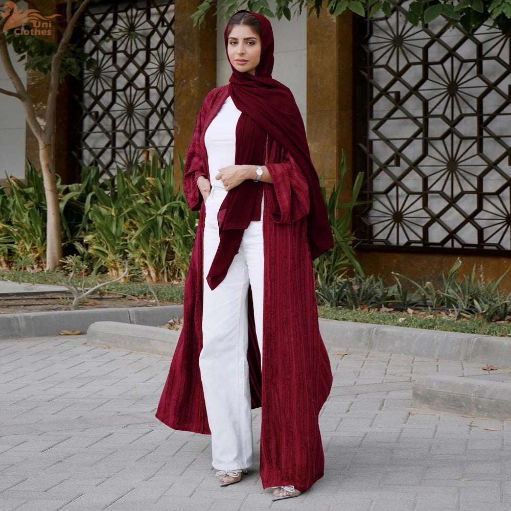 Textured Stripe Open Abaya | HIA