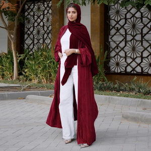 Textured Stripe Open Abaya | HIA