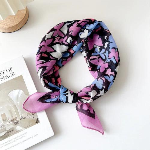 Floral Cotton Linen Square Scarf – 55×55 cm