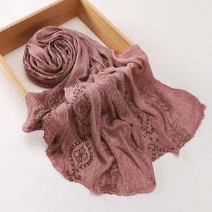 HIA Ornamental Crinkle Hijab — scarf styling and fabric detail, view 7