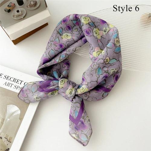 Floral Cotton Linen Square Scarf – 55×55 cm