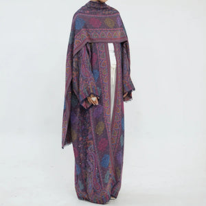 Ornate Paisley Abaya & Shawl Set — Pink full-length front